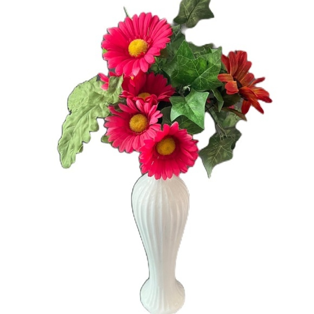 Elegant White Vase with Pink Accents